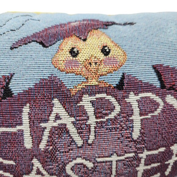 Vintage Happy Easter Chick Decorative Tapestry Throw Pillow Yellow - Picture 5 of 9
